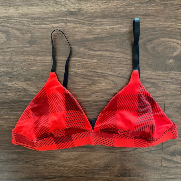 MeUndies FeelFree Triangle Bralette Buffalo Plaid Red and Black Print Size S - Picture 4 of 8